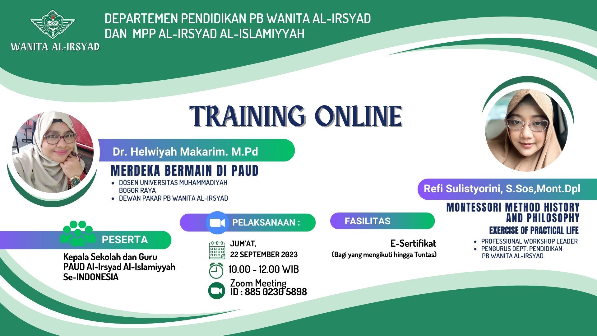 Training Pendidikan Secara Online Untuk Kepala Sekolah dan Guru PAUD Al-Irsyad Al-Islamiyyah Se-Indonesia