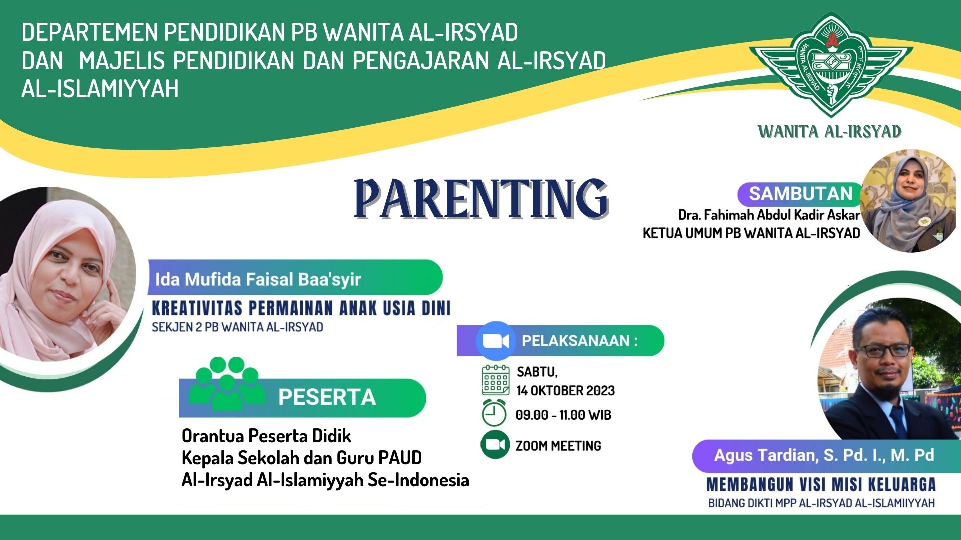 Training Parenting Nasional Secara Online Untuk Kepala Sekolah dan Guru PAUD Al-Irsyad Al-Islamiyyah Se-Indonesia