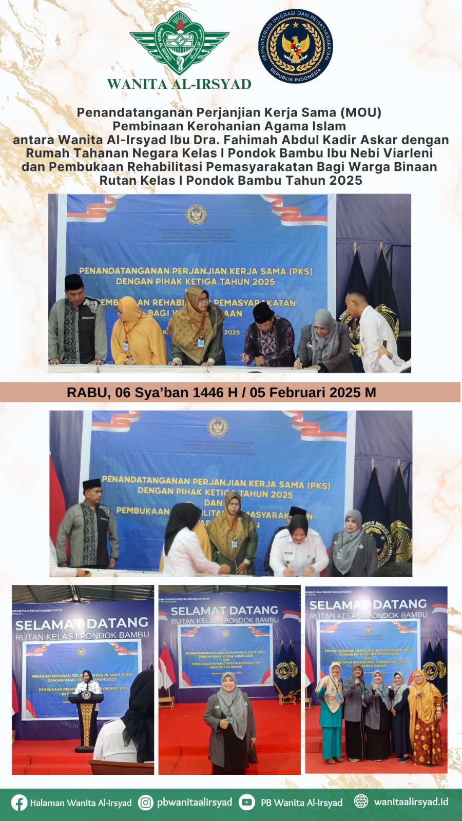 KERJASAMA PB WANITA AL-IRSYAD & RUEAN KELAS I PONDOK BAMBU JAKARTA  