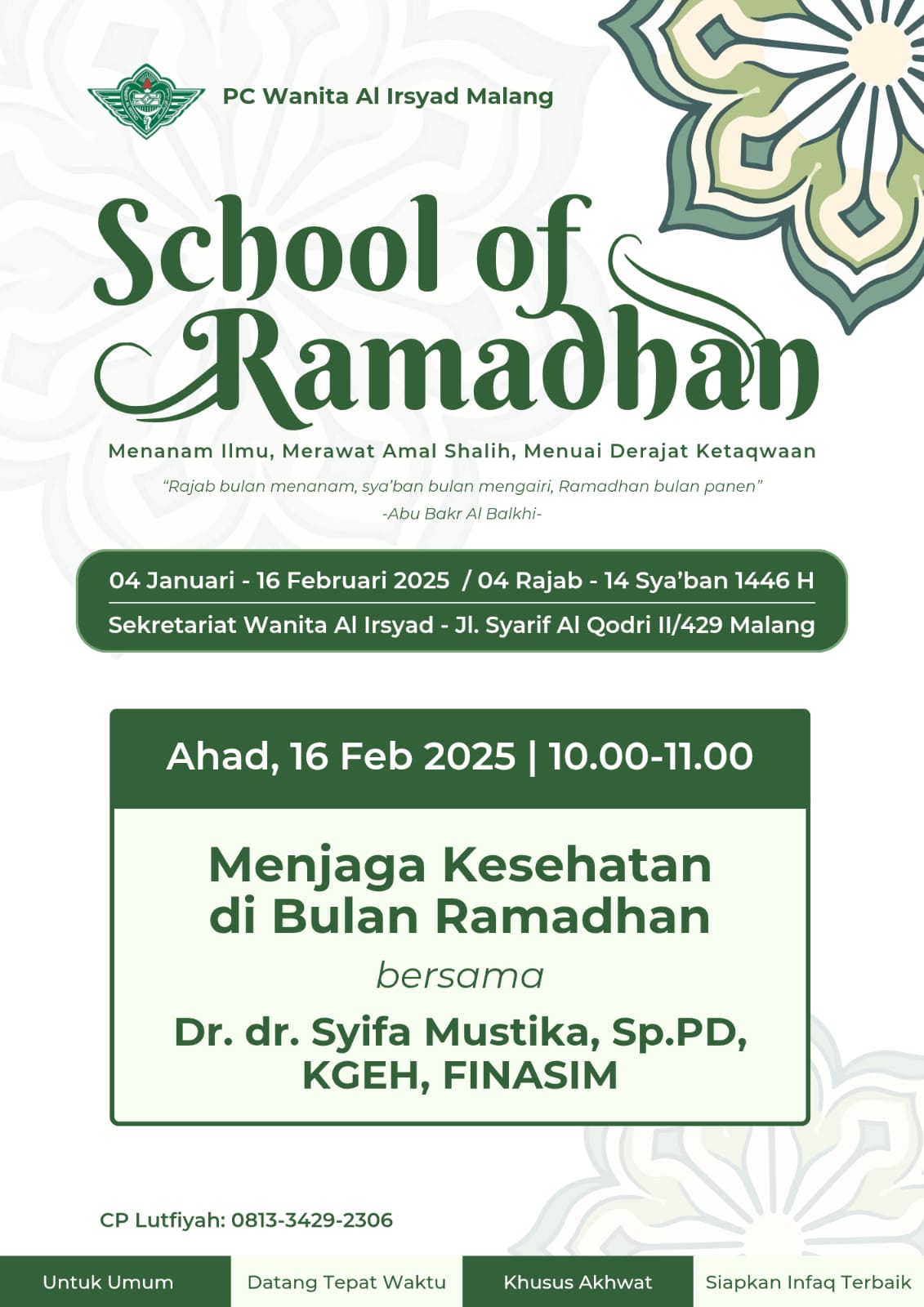 SCHOOL OF RAMADHAN - MENJAGA KESEHATAN DI BULAN RAMADHAN