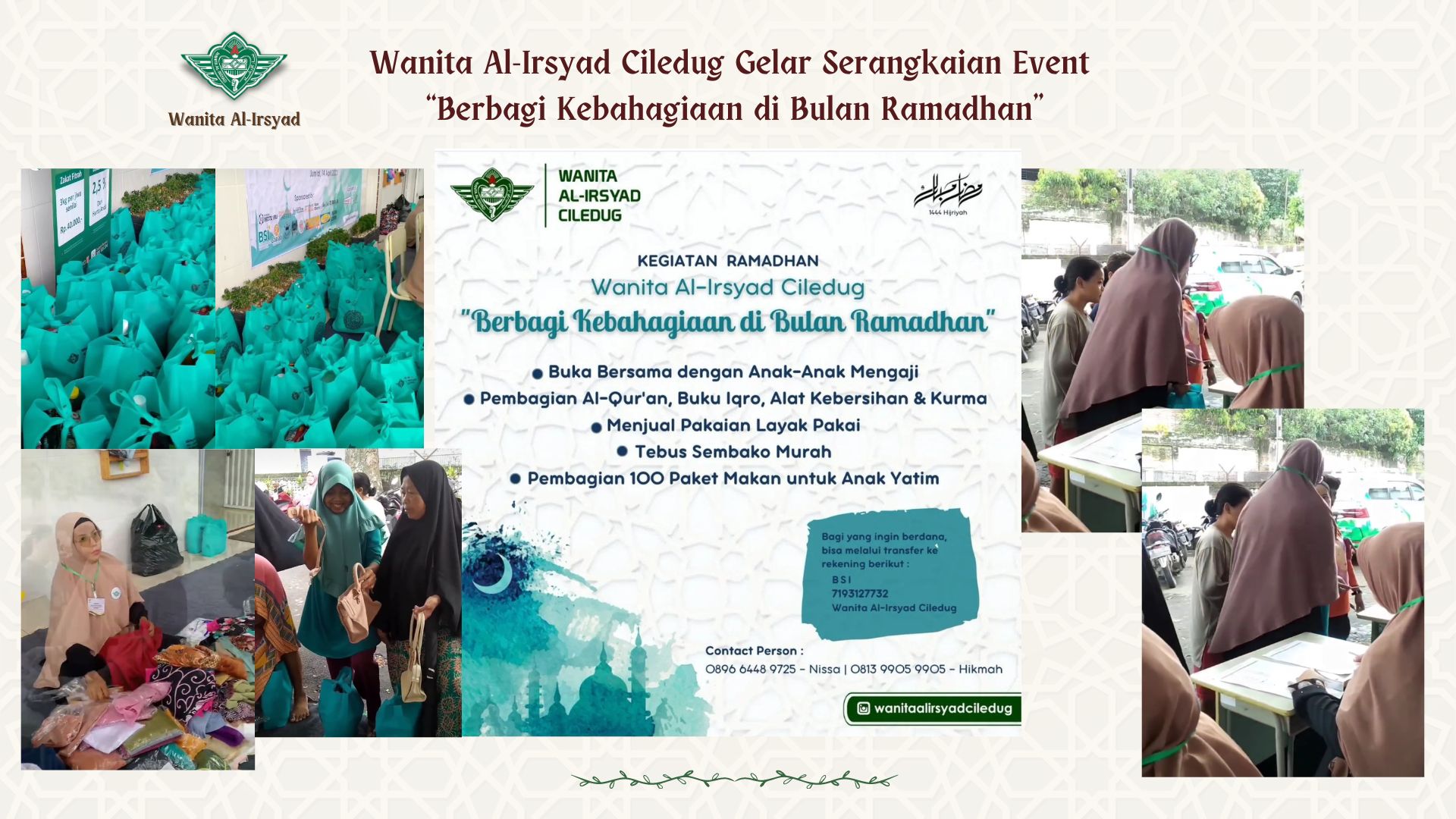 Wanita Al-Irsyad Ciledug Gelar Serangkaian Event “Berbagi Kebahagiaan di Bulan Ramadhan”  Byadminwanita