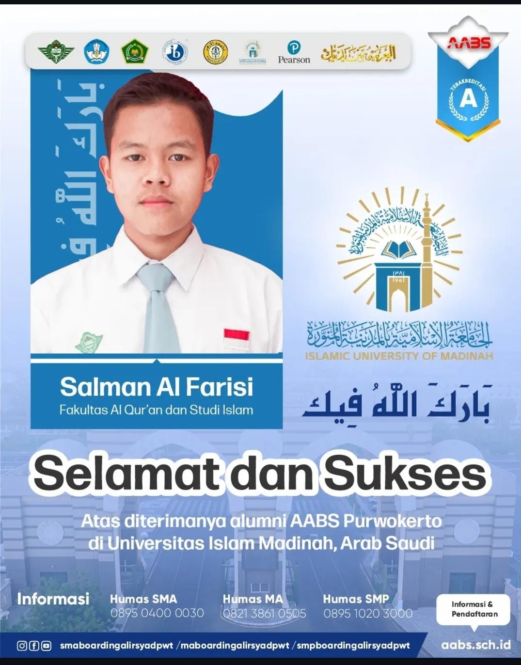 Alumni Al-Irsyad Boarding School Purwokerto Berhasil Diterima di Universitas Islam Madinah 